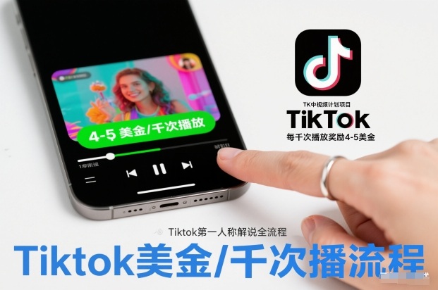 TK中视频计划项目，Tiktok第一人称解说流程，每干次播放奖励4-5美金-资源共享