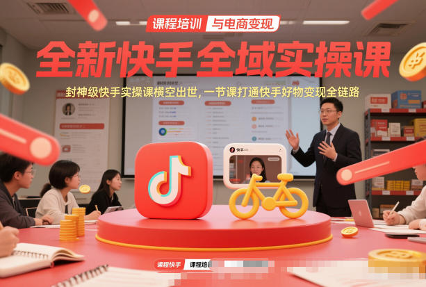 全新快手全域实操课，封神级快手实操课横空出世，一节课打通快手好物变现全链路-资源共享