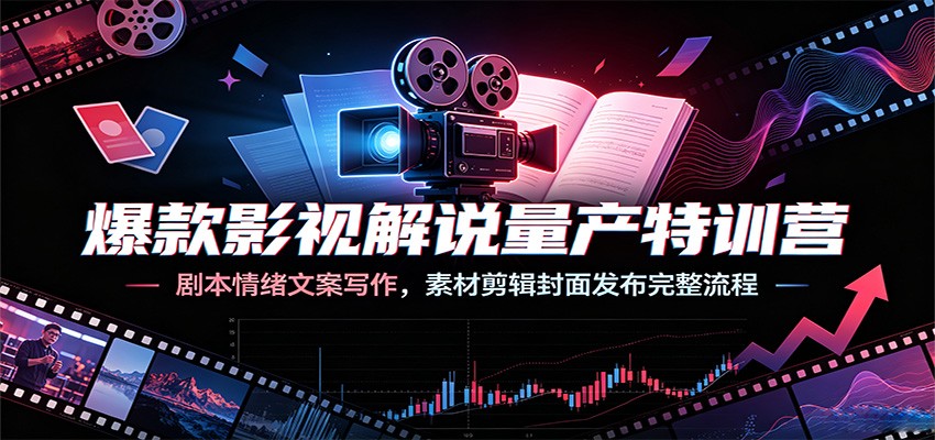 爆款影视解说量产特训营：剧本情绪文案写作，素材剪辑封面发布完整流程-资源共享