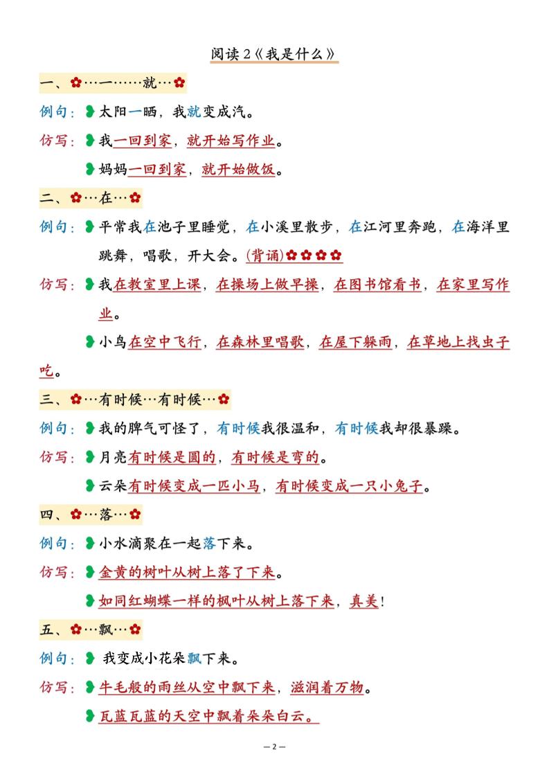 25新二年级上语文重点仿写句子汇总-资源共享