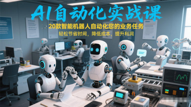 AI自动化实战课：20款智能机器人自动化您的业务任务，轻松节省时间，降低成本，提升利润-资源共享
