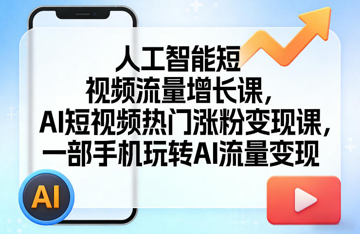 人工智能短视频流量增长课，AI短视频热门涨粉变现课，一部手机玩转AI流量变现-资源共享