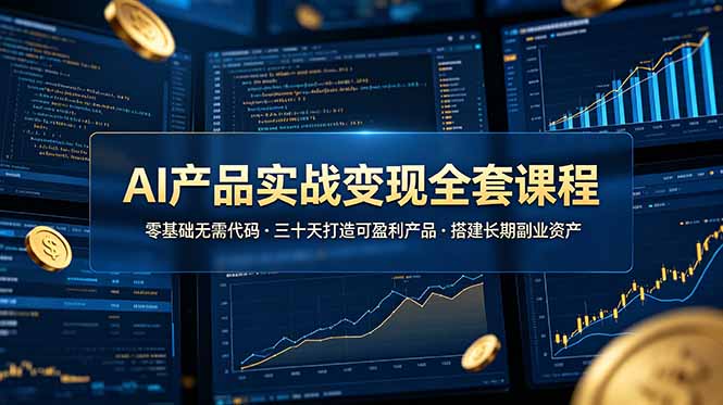 AI产品实战变现全套课程，零基础无需代码，三十天打造可盈利产品搭建长期副业资产-资源共享