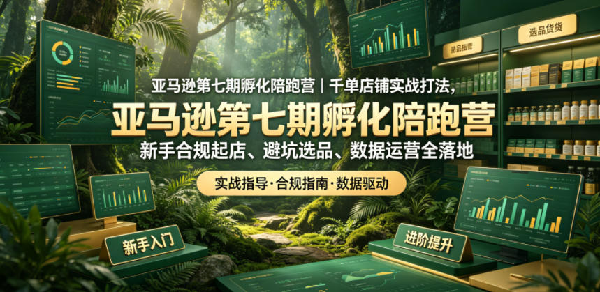 亚马逊第七期孵化陪跑营｜千单店铺实战打法，新手合规起店、避坑选品、数据运营全落地-资源共享