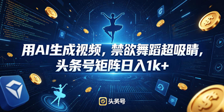 用AI生成视频,禁欲舞蹈超吸睛,头条号矩阵日入1k+-资源共享