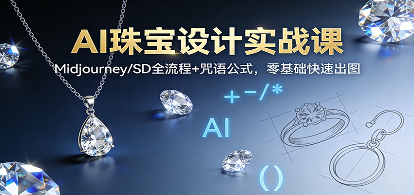 AI珠宝设计实战课：Midjourney/SD全流程+咒语公式，零基础快速出图-资源共享