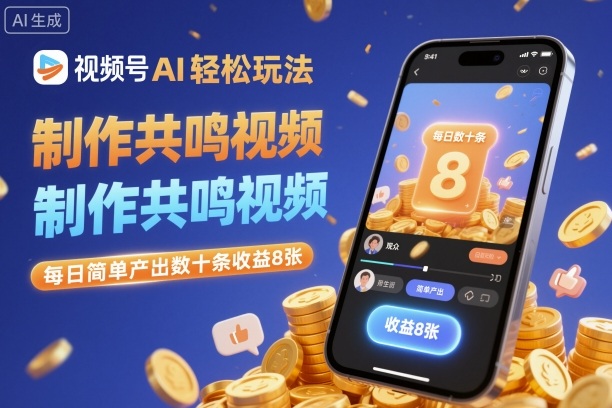 视频号AI轻松玩法，制作共鸣视频，每日简单产出数十条收益8张-资源共享