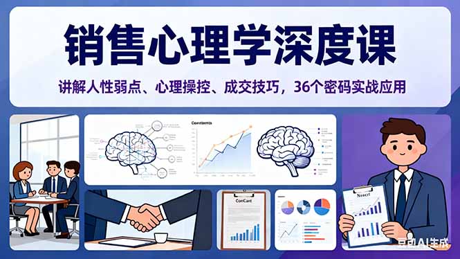 销售心理学深度课，讲解人性弱点、心理操控、成交技巧，36个密码实战应用-资源共享