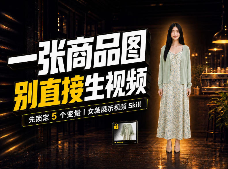 女装AI视频总翻车？问题不在提示词，女装展示视频Skill先锁定5个变量！-资源共享