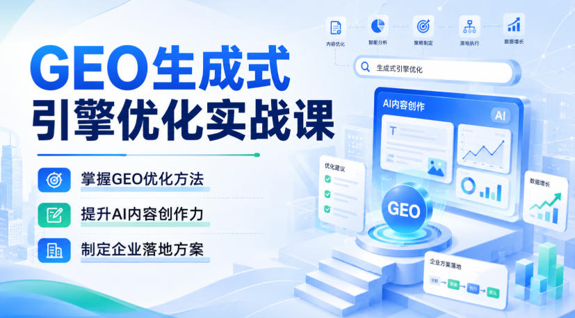GEO生成式引擎优化实战课，掌握GEO优化方法，提升AI内容创作力，制定企业落地方案-资源共享