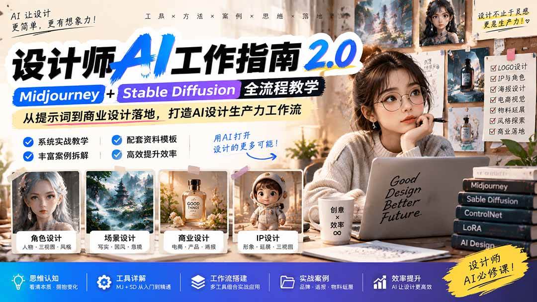 （20562期）《设计师AI工作指南 2.0》-无水印课：从思维落地，解锁 AI 设计生产力-资源共享