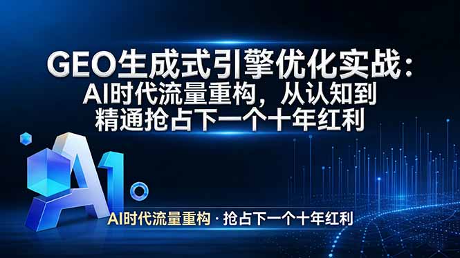 GEO 生成式引擎优化实战：AI时代流量重构，从认知到精通抢占下一个十年红利-资源共享