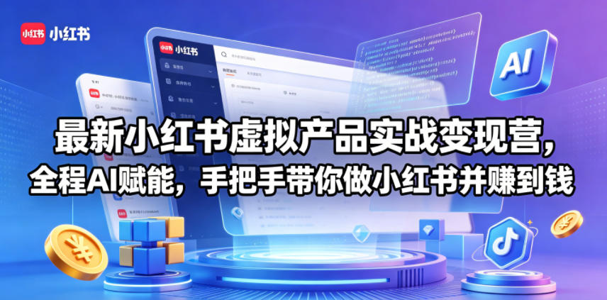 最新小红书虚拟产品实战变现营,全程AI赋能,手把手带你做小红书并赚到钱-资源共享