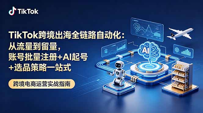 TikTok跨境出海全链路自动化:从流量到留量,账号批量注册+AI起号+选品策略一站式-资源共享
