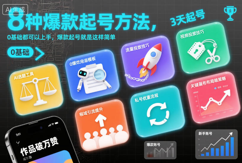 8种爆款起号方法，0基础都可以上手，爆款起号就是这样简单-资源共享