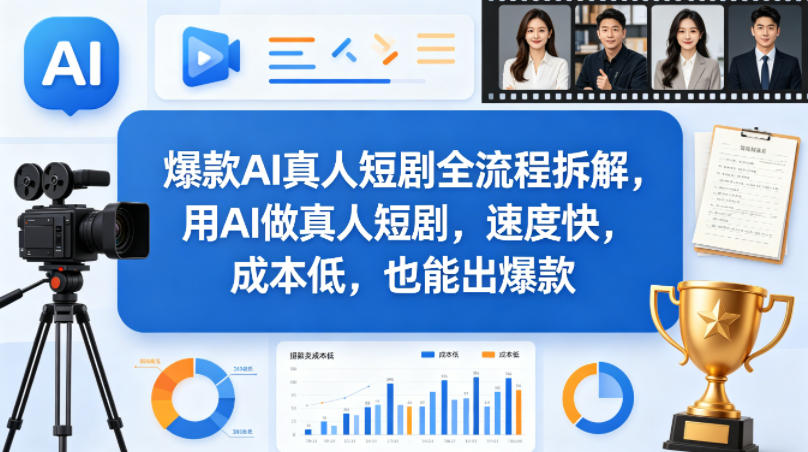 爆款AI真人短剧全流程拆解，用AI做真人短剧，速度快，成本低，也能出爆款-资源共享
