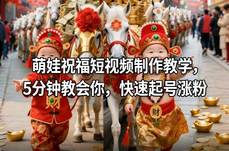 萌娃祝福短视频制作教学，5分钟教会你，快速起号涨粉-资源共享