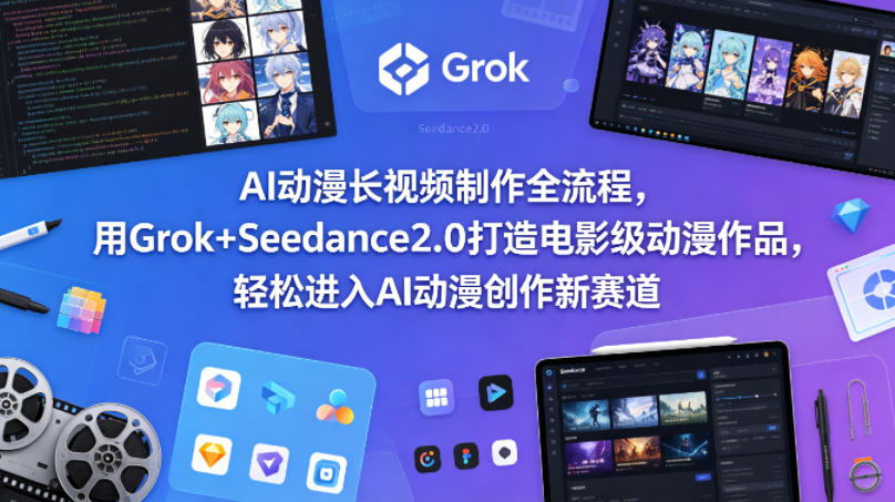 AI动漫长视频制作全流程，用Grok+Seedance2.0打造电影级动漫作品，轻松进入AI动漫创作新赛道-资源共享
