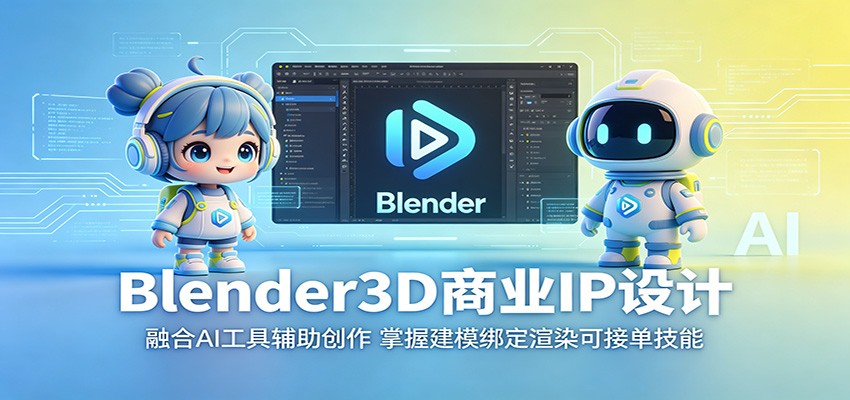 Blender3D商业IP设计:融合AI工具辅助创作,掌握建模绑定渲染可接单技能-资源共享