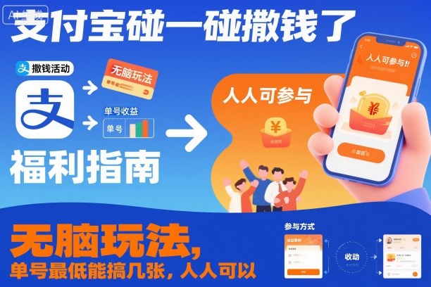 支付宝碰一碰撒钱了，无脑玩法，单号最低能搞几张，人人可以撸【揭秘】-资源共享