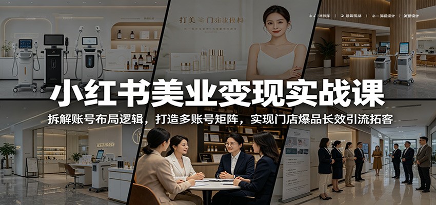 小红书美业变现实战课：拆解账号布局逻辑，打造多账号矩阵，实现门店爆品长效引流拓客-资源共享