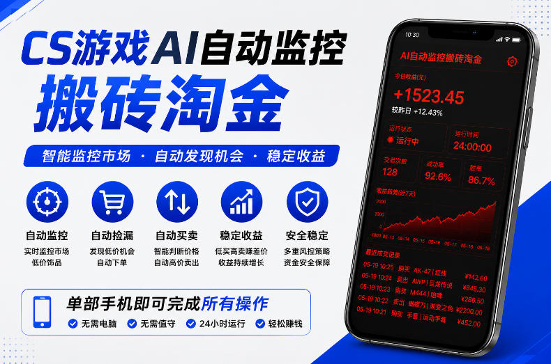 CS游戏AI自动监控搬砖淘金，稳定运行多年，支持任何形式验证，日入300+【揭秘】-资源共享